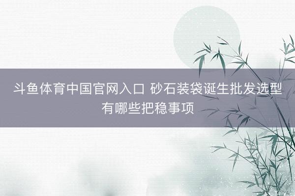斗鱼体育中国官网入口 砂石装袋诞生批发选型有哪些把稳事项