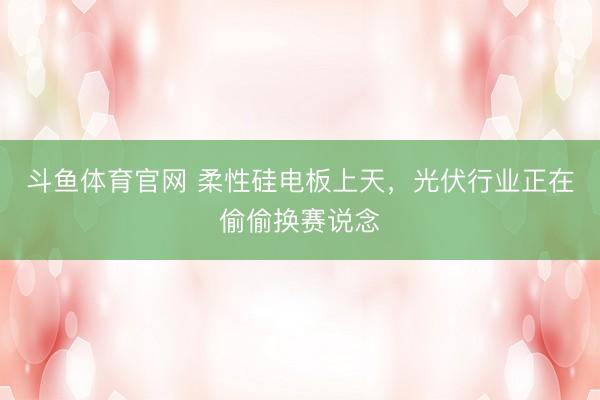 斗鱼体育官网 柔性硅电板上天，光伏行业正在偷偷换赛说念