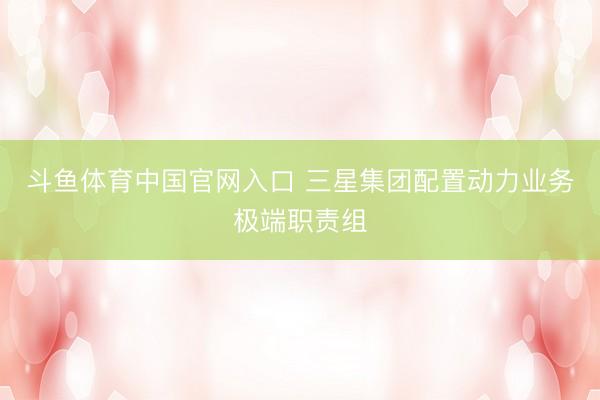 斗鱼体育中国官网入口 三星集团配置动力业务极端职责组